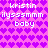Pixelated pink background with purple hearts and repeated white text reading 'kristin', 'ilysssmmm', and 'baby' in two mirrored sections.
