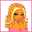 Pixel art contact sheet showing three frames of a female character with blonde hair, pink top, and blue jeans alongside text phrases "I WANNA BE THE ONE..." and "WHO MAKES YOU SMILE!" in pink pixelated font.
