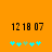 Pixelated orange background with black digital time display and cyan-green puzzle-piece icons in two identical horizontal