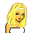 Pixelated cartoon-style female avatar with shoulder-length hair, white headband, and neutral expression across multiple color variations.