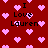 Red background with pink pixelated hearts and repeated black text reading 'I Love Lauren' in multiple positions.