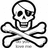 Two identical pixelated skull and crossbones icons side-by-side with black outlines on white background, each showing a smiling skull with crossed bones beneath it.