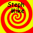 Four identical spiral-patterned icons with red and yellow concentric circles, each displaying "Steph Mike" text in black pixelated font.