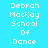 Pixelated text 'Debrah Mackay School Of Dance' displayed across three on a cyan background with alternating blue and cyan rectangular blocks