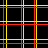 Animated contact sheet of 18 frames showing a grid-based animation with yellow and pink pixelated shapes moving across black background, including small dots, V-shapes, and heart symbols.