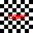 Red text 'caier' appears on a black-and-white checkered background with four distinct patterns showing varying pixel distortion effects
