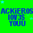 A bright green background features repeated blue text 'ACKIERS ION3$ YOU' with light blue stars scattered across the image.
