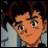 A 48x48 pixel anime-style character face on the left side of a contact sheet, with "Anime IM" and "com" text in white pixelated font on a black background to the right.