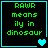 Four identical pixel-art with cyan borders display green text reading "RAWR means ily in dinosaur" and a single cyan heart icon