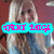 A pixelated image of a person with long blonde hair wearing a blue top, overlaid with colored text boxes in cyan, yellow, and red.