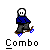 Pixelated character in blue shirt and gray pants performs skateboard tricks on light gray background with 'Combo' text below each pose.