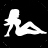 Static pixel art icon of a white stick figure reclining on a triangular shape against black background with scattered gray dots.