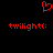 Red pixelated heart symbol above two identical red text strings on black background.