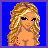A 4-frame pixel art contact sheet showing a blonde woman in various poses and outfits against solid blue backgrounds, with one frame displaying the text 'alli' in cyan.