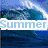 Animated sequence showing a beach scene with 'Summer' text, transitioning to colorful abstract shapes and then to a starry background with 'can't' text.
