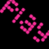 Pixelated bunny icon with pink text overlays and varying grayscale shades