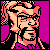 Pixelated static icon of a stylized character with pink hair and glasses against a solid magenta background, rendered in low-resolution 8-bit style with visible dithering and blocky edges.