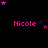 Pixelated pink text 'Nicole' on black background with scattered pink and purple stars, some frames showing star clusters in different positions.