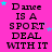 A static image with a bright pink background displays repeated text "Dance IS A SPORT DEAL WITH IT" in black pixelated font, surrounded by small cyan and purple stars.