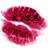 Two red lip prints with the word 'KISS' in black pixelated text, one positioned above and one below the lips.