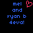 Pixelated blue text on black background with a red heart symbol replacing the 'o' in 'and' in the left view.