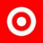 Red background with white pixelated text and a target symbol; gray rectangle in bottom right corner.