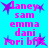 A static image with a bright cyan background displays repeated text and star symbols in pink and purple hues.