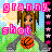 Pixel art buddy icon featuring a cartoon girl with pigtails holding a basketball, pink text reading 'granny shot', and star decorations on the right side against a checkered background.