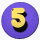 Nine purple circular icons with yellow number 5s and black shadows arranged in a , each showing slight variations in the number's shape and shadow position