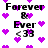 Pixelated text 'Forever & Ever <33' surrounded by purple hearts on white background, with animated heart movement.