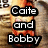 A static image shows a person in orange and brown clothing with text overlays reading "Caite and Bobby" on the left, "Forever and Always" on the right, and "12❤️15❤️08" at the bottom.