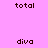 Pixelated text 'total' and 'diva' arranged in a on alternating pink and white backgrounds