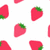 Pixelated strawberry pattern with red fruit and green leaves on white background, featuring a red banner reading 'Summer!' in white text.