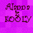 Pixelated text 'Amanda Kooly' on a purple background with four identical arrangements