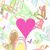 Pixelated image with pink heart, green text 'James', and colorful circles on white background.