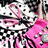 Animated pink bunny ears icon with black-and-white checkered background and purple text overlay.