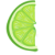 Pixelated lime slice with gradient green hues, curved edges, and visible internal segments against a solid gray background.