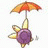 A pixelated animated contact sheet showing two frames of a buddy icon with a beach umbrella and starfish on the left, and 'Anime IM' text on black background on the right.