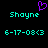 Pixelated cyan text and a purple heart symbol on black background, with identical repeated elements.