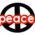 Five black peace sign symbols with colored text overlays: red 'peace', orange 'is', yellow 'more', green 'then a', blue 'sign' on white background.