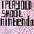 Pixelated text reads 'I PLAY OLD SKOOL nintendo' over a pink and white pixelated background.
