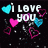 Pixelated text and heart shapes on a black background with scattered white dots, arranged in three sections.