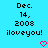 Pixelated text on cyan background with pink heart symbols, displaying date and 'iloveyou!' in two identical side-by-side