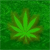 Green pixelated leaf icon with seven serrated lobes on a green pixelated background, rendered in low-resolution style.