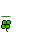 Animated pixel art of a green four-leaf clover with black outlines, showing sequential changes in surrounding motion lines.