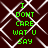 Green pixelated text reading "I DONT CARE WAT U SAY" on a dark brown background with white geometric lines, repeated in a pattern