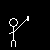 A 6-frame animated contact sheet of white stick figures on black background performing sequential actions with a pixelated object and heart symbol.