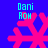 Four identical pixelated icons display cyan text "Dani ROH" above a pink snowflake on a blue background, with no visible animation changes.