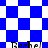Blue and white checkered pattern with diamond shapes and repeated text 'Rachel' in pixelated font across multiple sections.