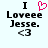 A pixelated image displays 'I Loveee Jesse.' with a pink heart symbol replacing the word 'love' in one version, and '<3' below.